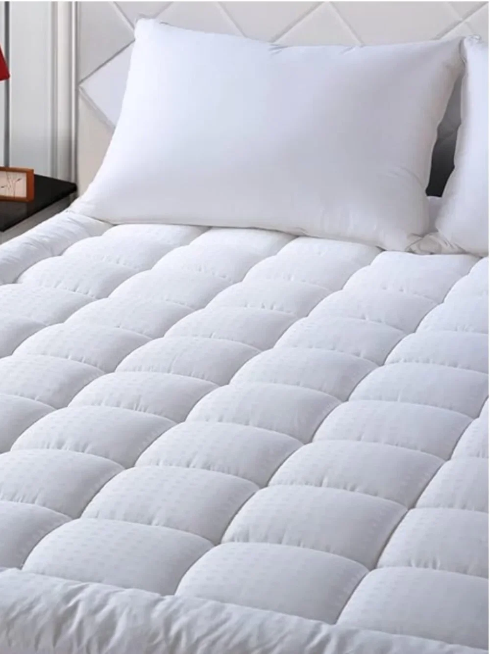 EASELAND Full Size Mattress Pad Cotton Pillow Top Mattress Topper White